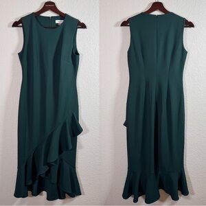 Calvin Klein Elegant Green Sleeveless Ruffle Hem Dress Size 4